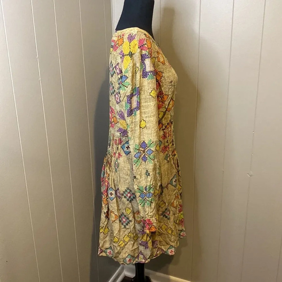 Anthropologie Hemant & Nandita 10 Silk Ethnic Seuqin Embellished Dress Boho - Picture 4 of 7